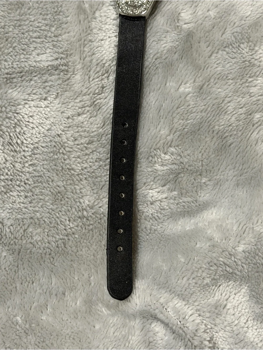 Slim Oval Silver Dial Watch with Black Strap